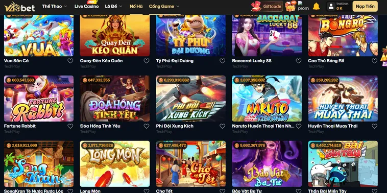 Đa Dạng Các Tựa Game Siêu Phẩm Nổ Hũ VaoBet Đẳng Cấp Săn Thưởng Jackpot Khổng Lồ Mỗi Ngày