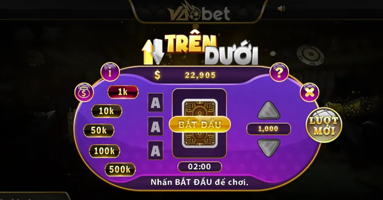 Game Nhanh Trên Dưới Tại VaoBet Đỉnh Cao Giải Trí Đổi Thưởng Uy Tín Nhất
